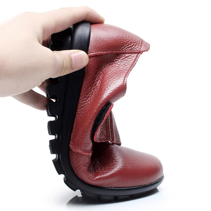 Brand Shoes for Women 2025 Spring Wedge Loafers Female Black Genuine Leather Flats ladies Office Nurse Shoes Mom Casual Sneakers