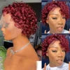 Cheap Brazilian Hair for Short Lace Front Wig 180% Density Virgin Remy for Lace Curly Bob