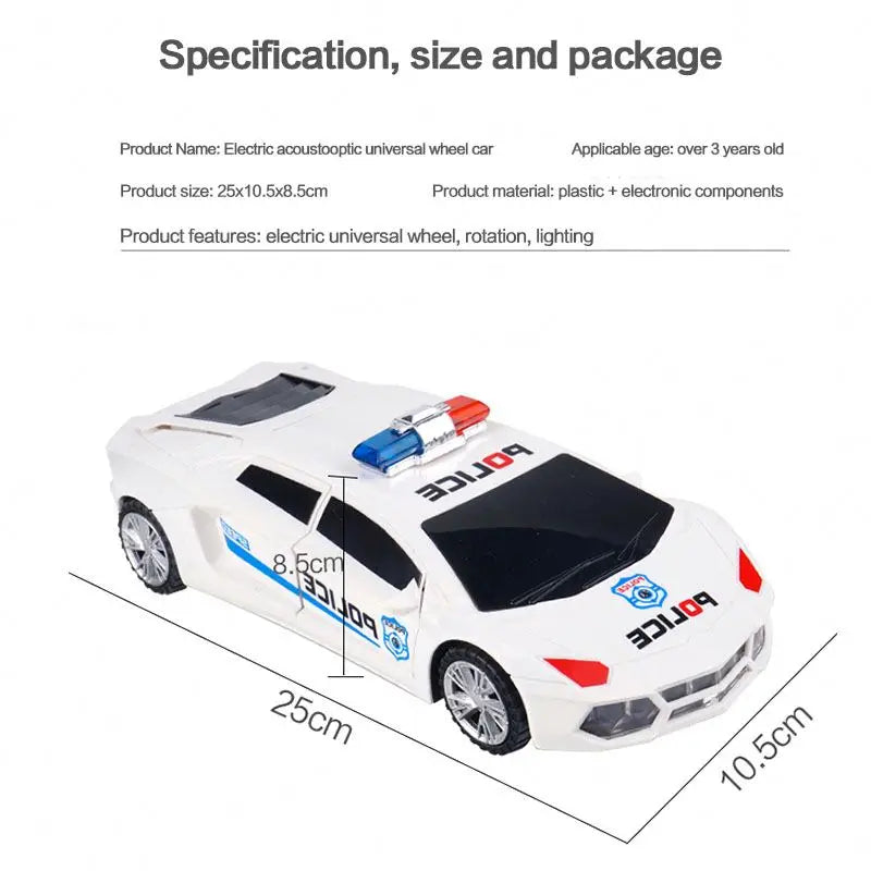 1-3 Children's Music Electric Rotary Universal Police Car Colorful Lights Toy Car