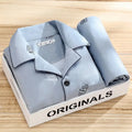 100% High-end Pajamas Men's Spring Autumn Striped Long-sleeved Trousers Pijamas Two-piece 2025 New Loose Nightwear Homewear Set