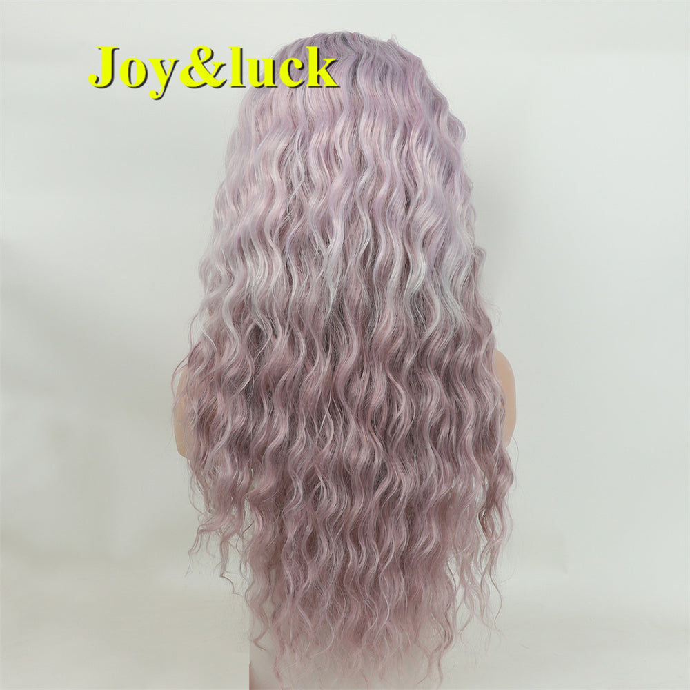 Wholesale Factory Long Women's Wigs  Lavender Silver Ombre  Natural Wavy  Dark Hair Roots Women's Synthetic Cosplay Hair Wigs