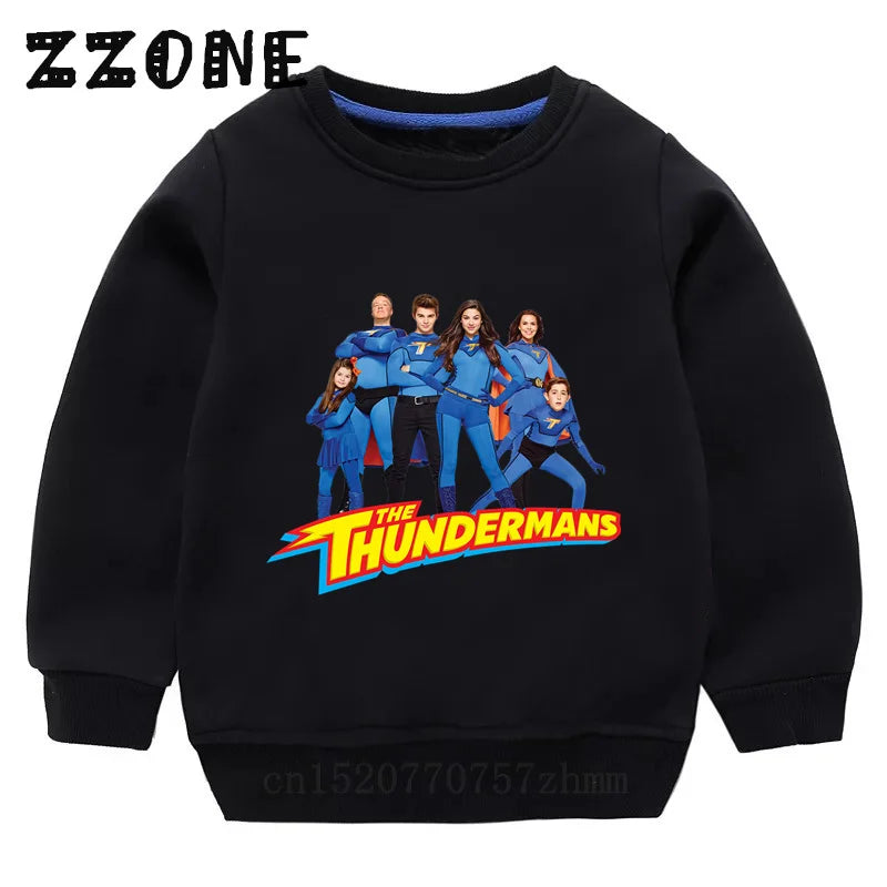 Kids Sweatshirts The Thundermans TV Shows Print Children Hoodies Casual Girls Boys Clothes Spring Autumn Baby Pullover Tops