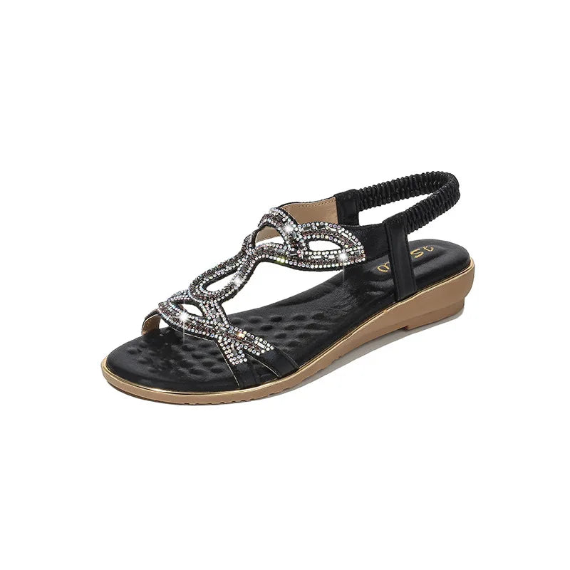 Shoes Women New Rhinestone Diamond Bling Sandals Bohemian Wedge Sandals Women Cross-border Plus Size
