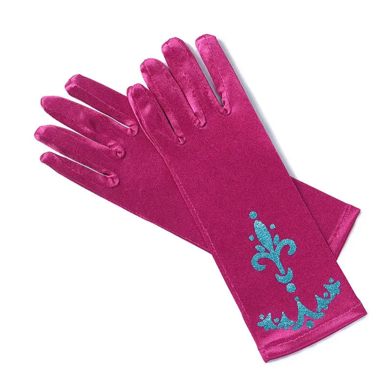 Kids Princess Cosplay Gloves Baby Girl Anna Dress Up Mitten Bows Printed Party Gloves Children Fingerless Oversleeve For Gilrs