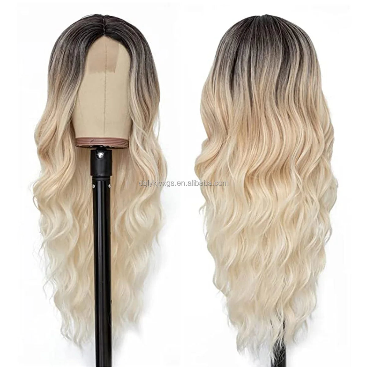 WL07 Small Area Lace Body Wave Synthetic Lace Wigs Lace Front Wigs Ombre Brown Mixed Blonde Water Wave Wig Women Hair