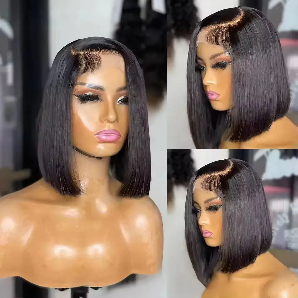 Bob Wig Human Hair Glueless Wigs Human Hair Pre Plucked Pre Cut 13x4 HD Lace Front Put on and Go Glueless Wigs Human Hair