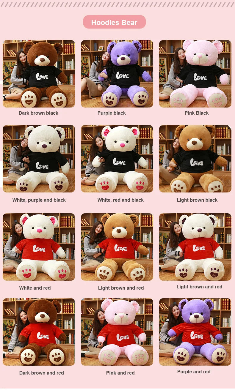 Genuine Customized Hoodies Bear Plush Toy Ribbon Teddy Bear Doll Cuddle Bear Dolls Girl Gift Shop Wholesale