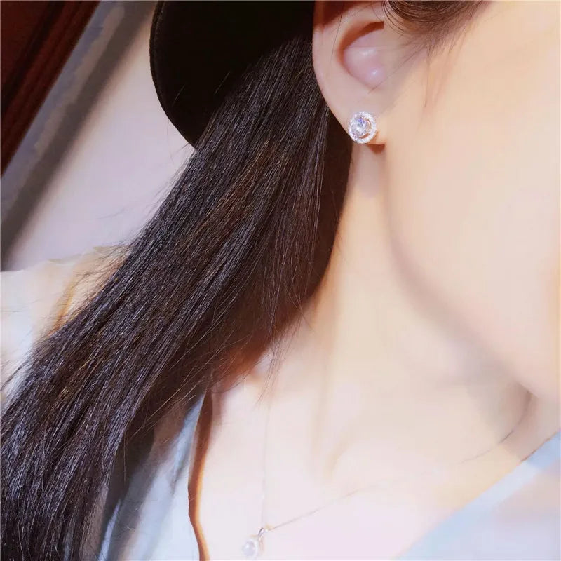 Jewelry Sets For Women 925 Silver Needle Necklaces Pendant Stud Earrings Zirconia Bridal Wedding Engagement Accessory CCAS229