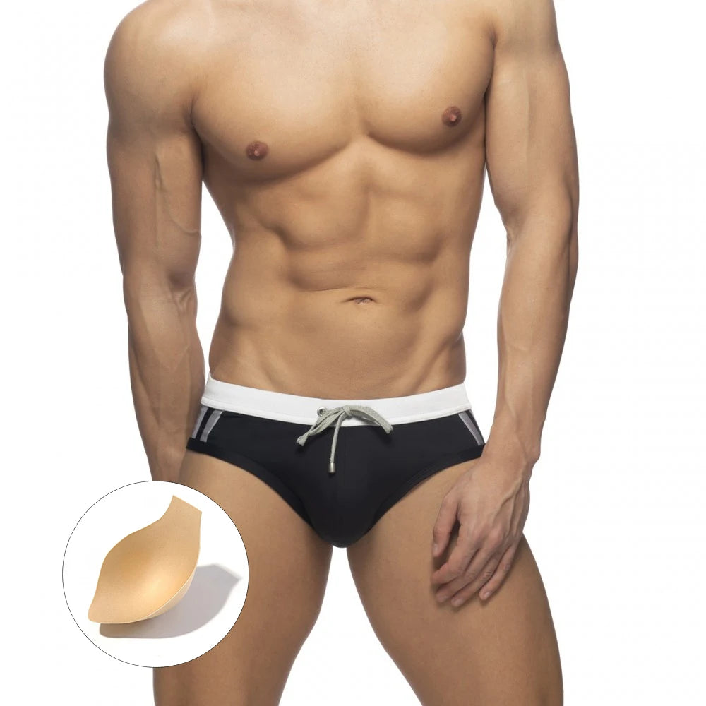 Men's Swim suit Wear Briefs Swimming Push-Up Sexy hombre Bikini Swimsuit Beach Short Side Stripes Surfing trunks men bathing