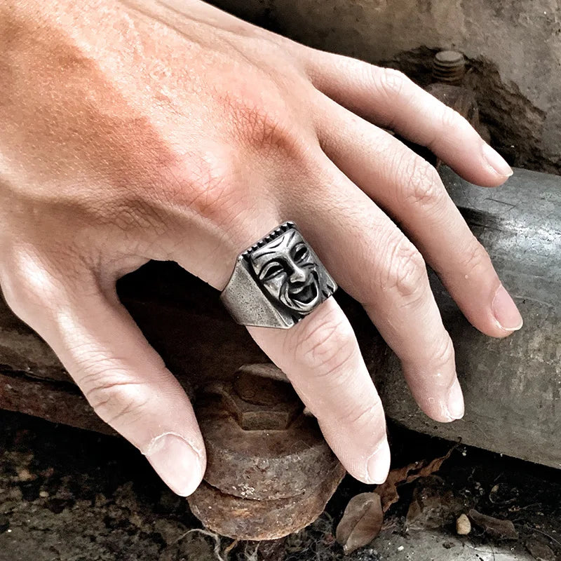 Bague gothic anillos mujer Individuality Ornaments Stainless steel Mask Vintage Ring For Men Bulk Jewelry Boyfriend Gift OSR263