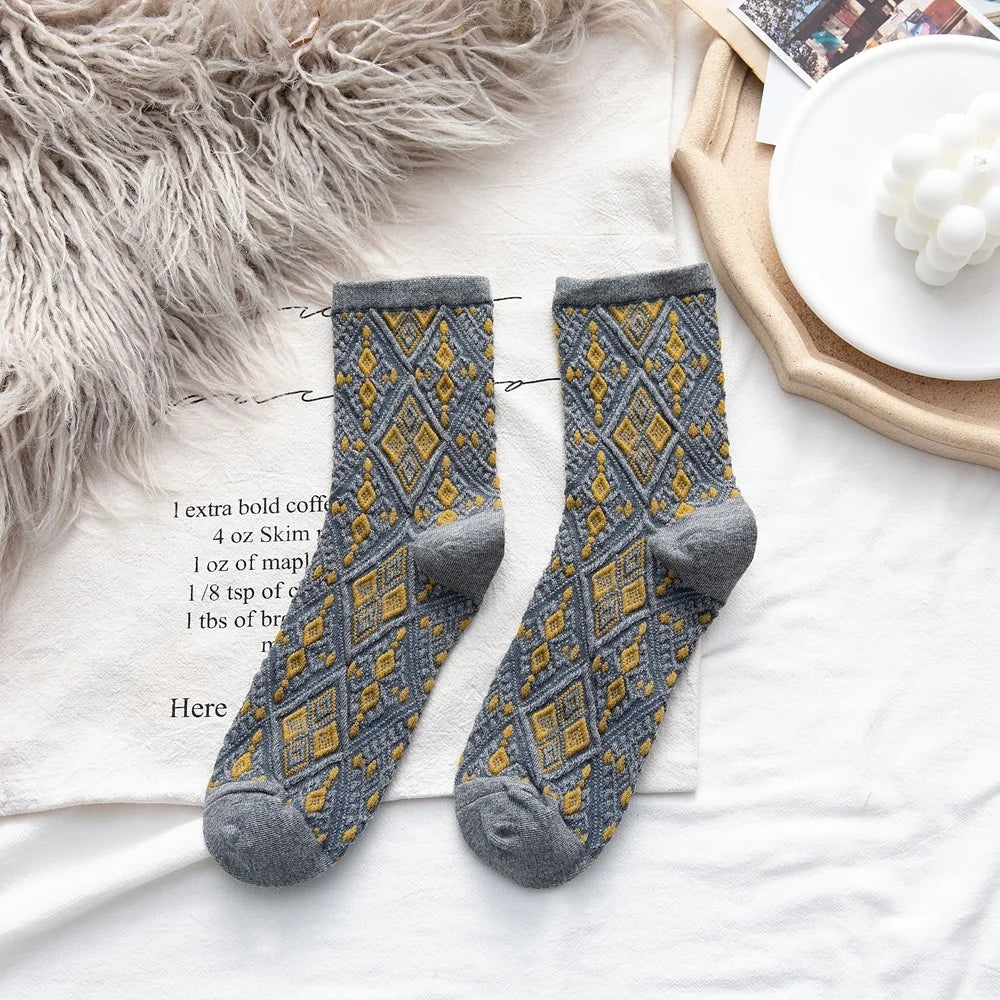 Classical Women's Socks Flowers Dress Socks Girl's Famale Cute Sock Spring And Autumn Socks Women Fashion Cute Socks 1pair ws203