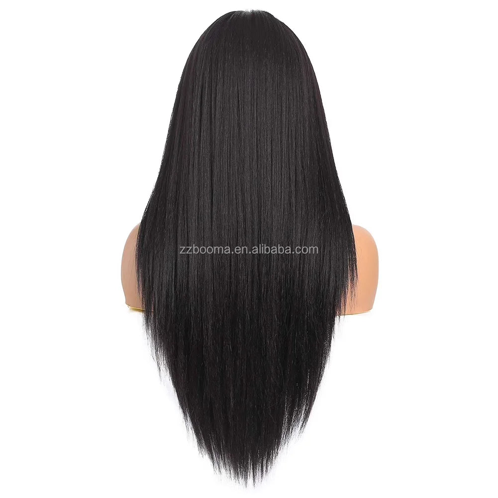 Wholesale Yaki Black Long Straight Wigs for Black Woman Synthetic Wig Heat Resistant Women Hair