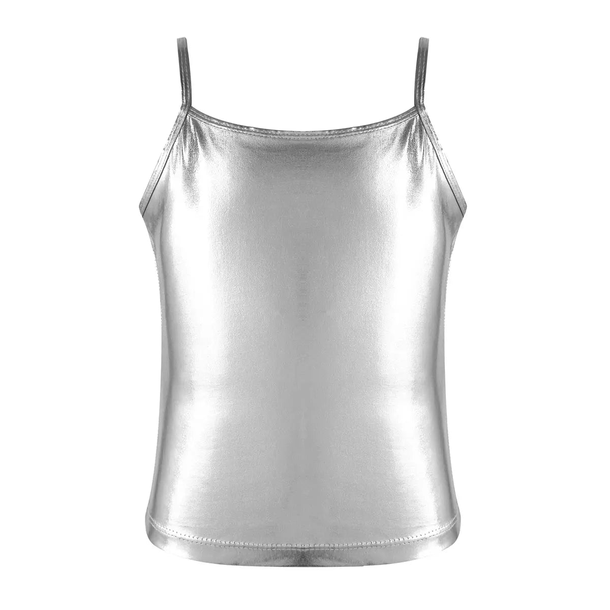 Kid Girl Sparkly Sequin Camisole Hip Hop Jazz Dance Tank Tops Spaghetti Straps Workout Gymnastics Vest Shirt Performance Costume