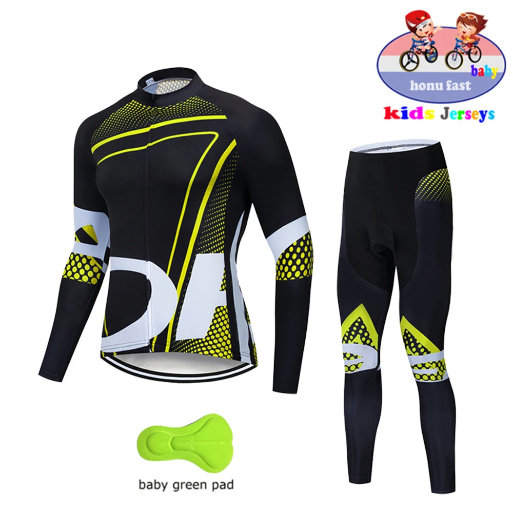 High Quality Kids Cycling Clothing Summer Kids Jersey Set Biking Long Sleeve Clothes Suit MTB Children's Cycling Wear 2021