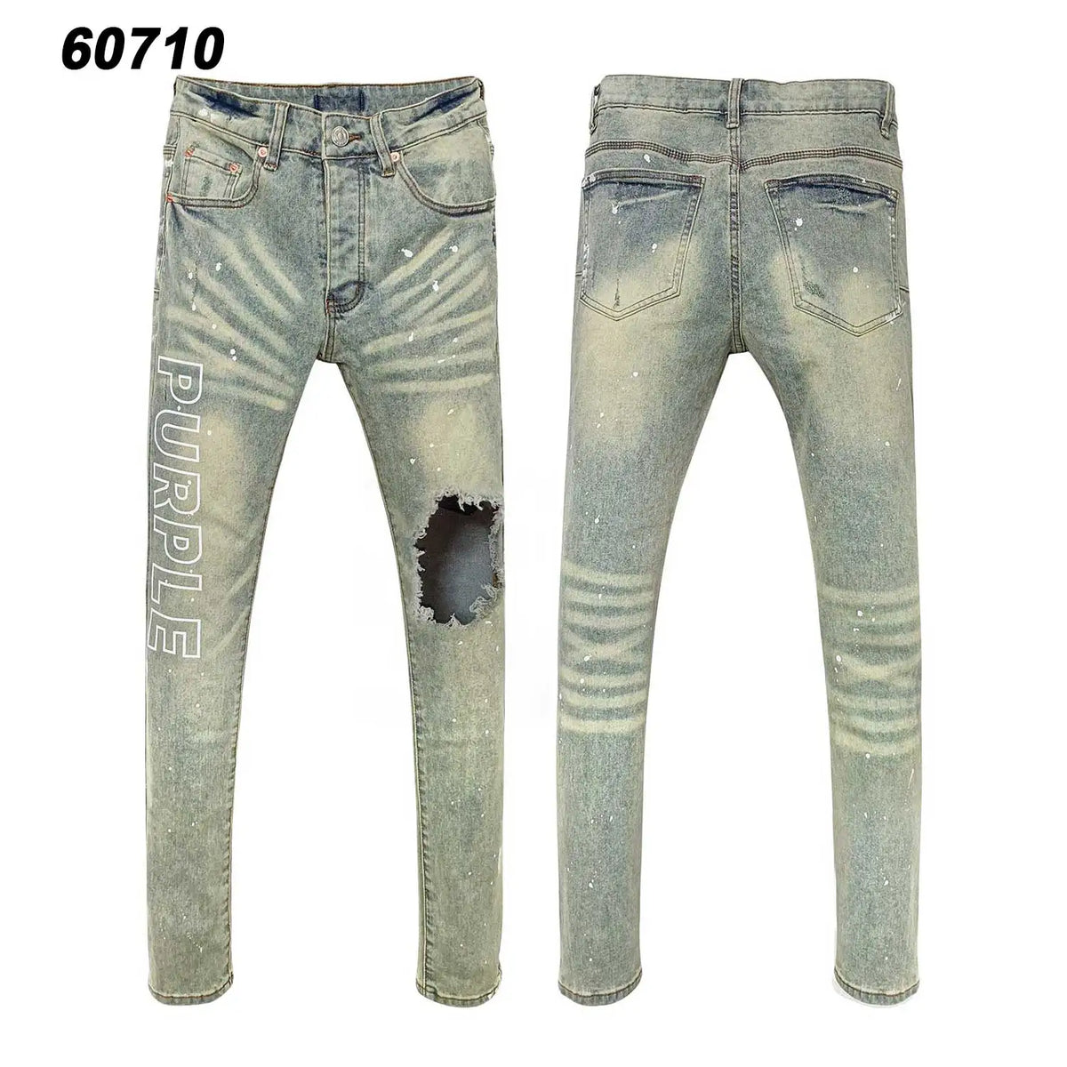 Wholesale Streetwear Jeans Pleated Tapered Trousers Men Elastic Damaged Beggi Pants Slim Fit Jeans