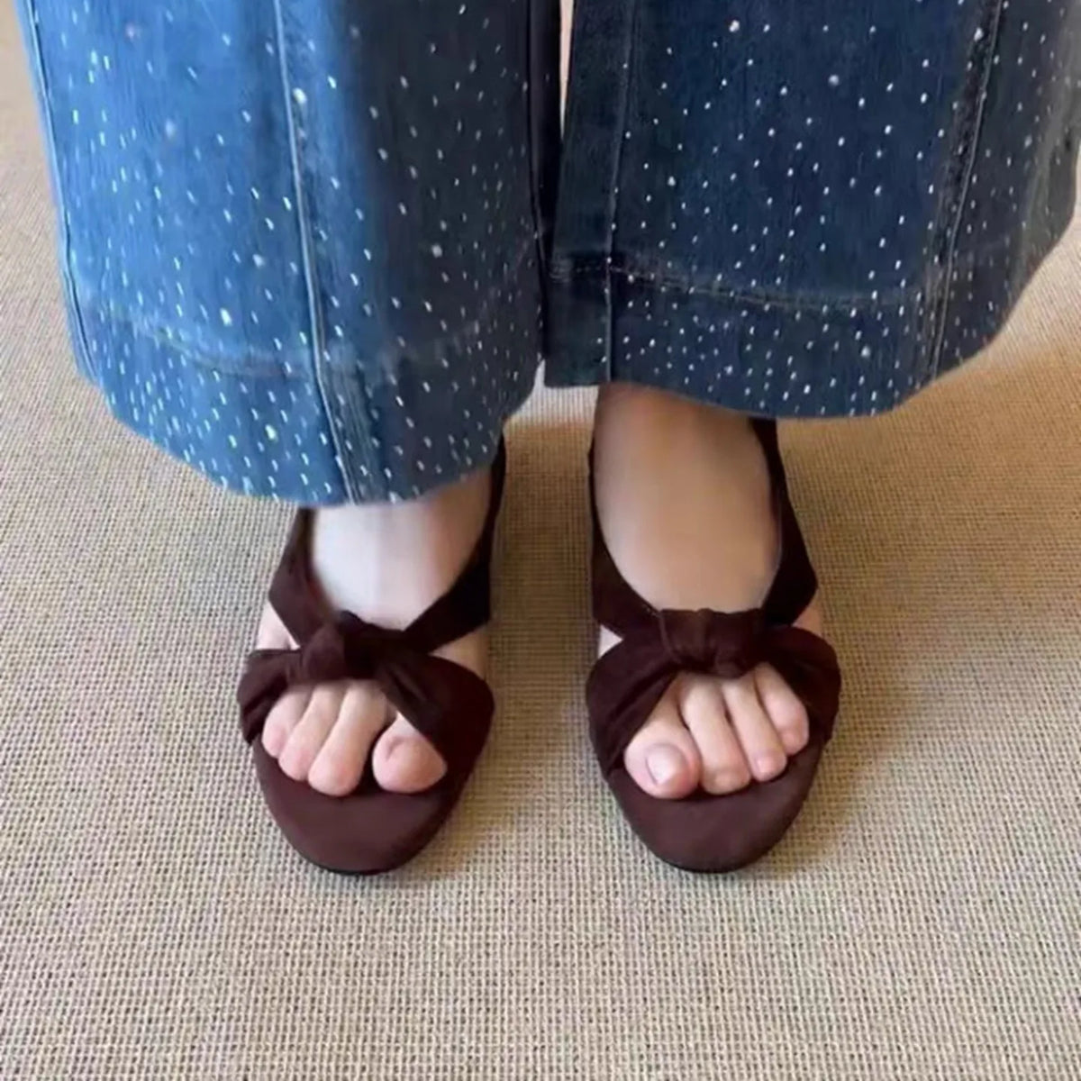 Fashion New Cross Strap Open Toe Block Heel Sandals Women Casual Retro Minimalist All Match Shallow Mouth Back Cover Shoes