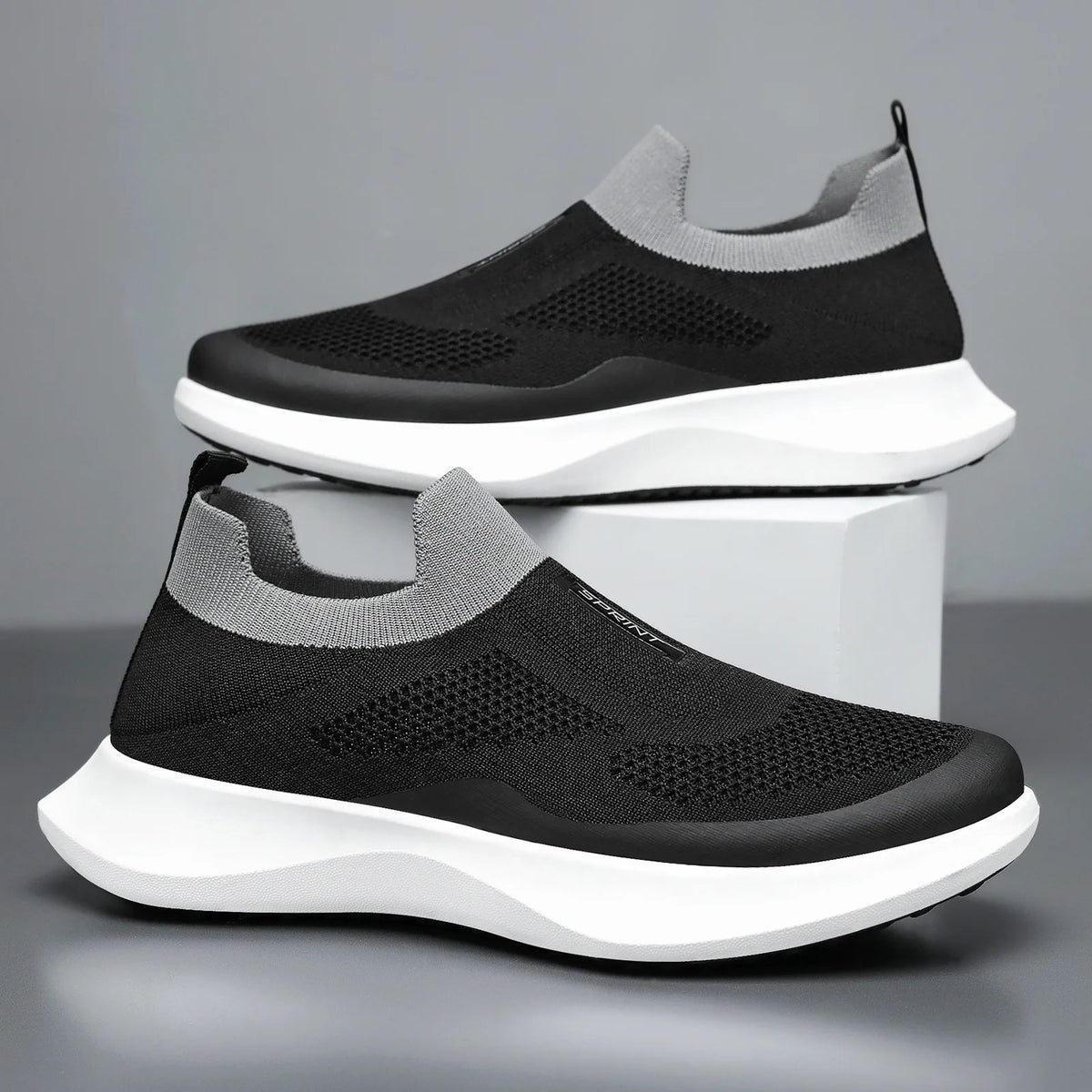 Men's Spring Breathable Slip-On Dad Shoes Large Size Soft Sole Casual Walking Shoes for Couple