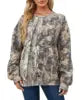 Women's Camouflage Sports Knit Shirt Maple Leaf Print Sweaters Oversized Loose Casual Sweater Large Size