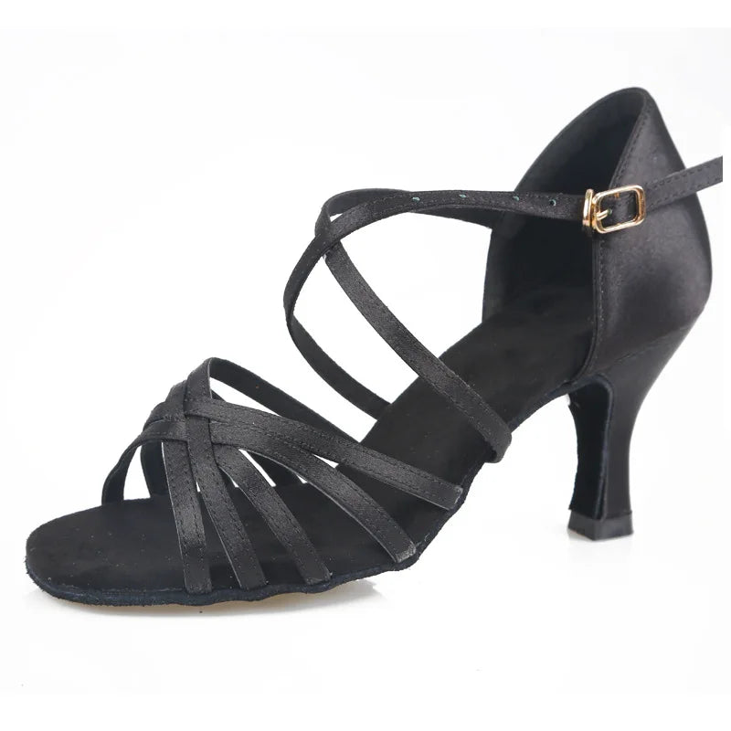 Latin Dance Shoes Women's Adult Dance Shoes Middle Heel Cha-cha High Heel Ballroom Dance Shoes