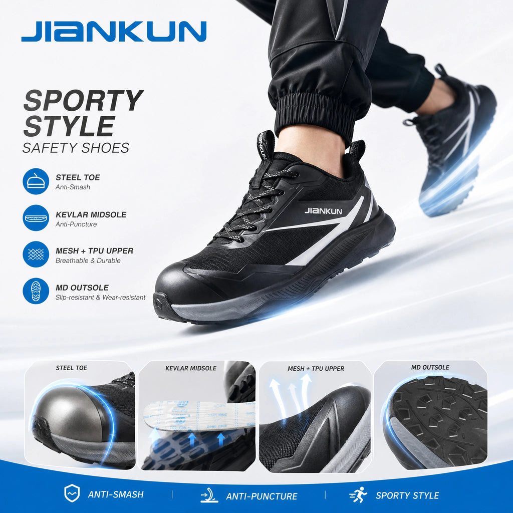 50% Off JIANKUN ASTM CE Certified Anti-static Factory Sports Shoes  Composite Toe Mesh for Midsole EVA Rubber Outsole Winter
