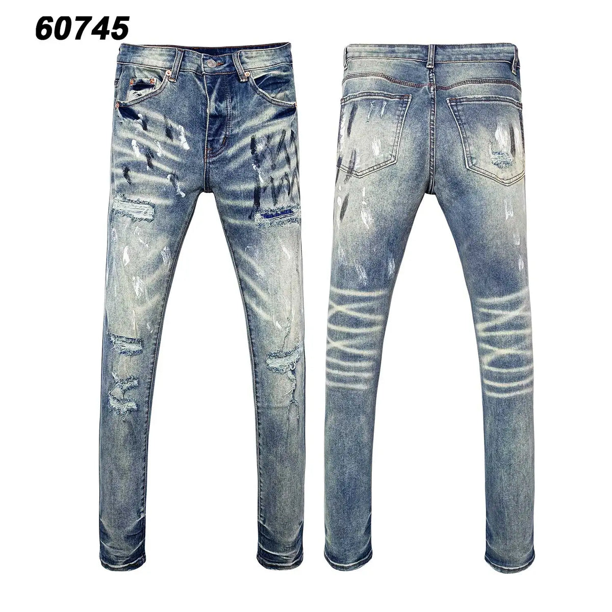 Wholesale Streetwear Jeans Pleated Tapered Trousers Men Elastic Damaged Beggi Pants Slim Fit Jeans