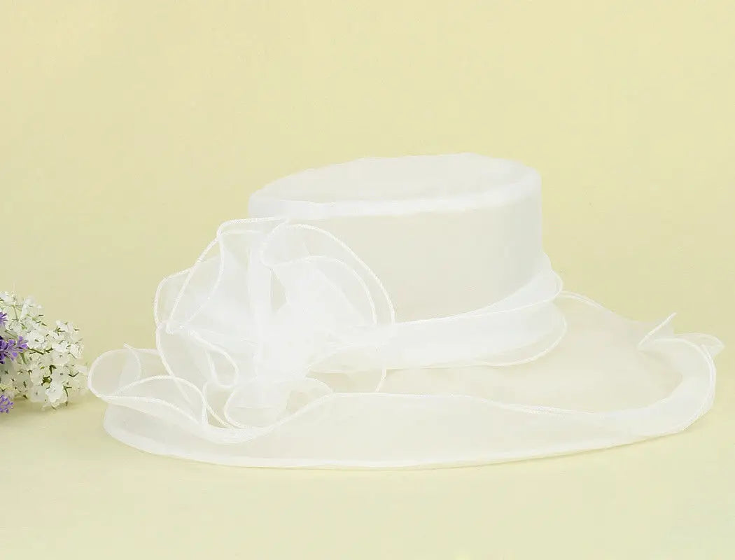 Wedding Hat for Women Elegant Flower Mesh Sunscreen Kentucky Derby and headgear Church Organza Purple Sunhats