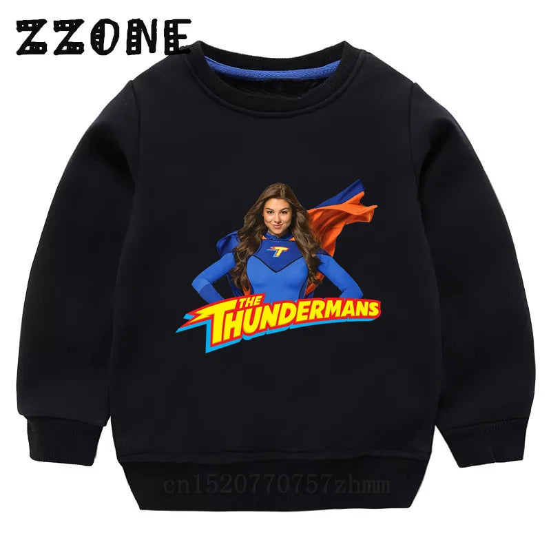 Kids Sweatshirts The Thundermans TV Shows Print Children Hoodies Casual Girls Boys Clothes Spring Autumn Baby Pullover Tops