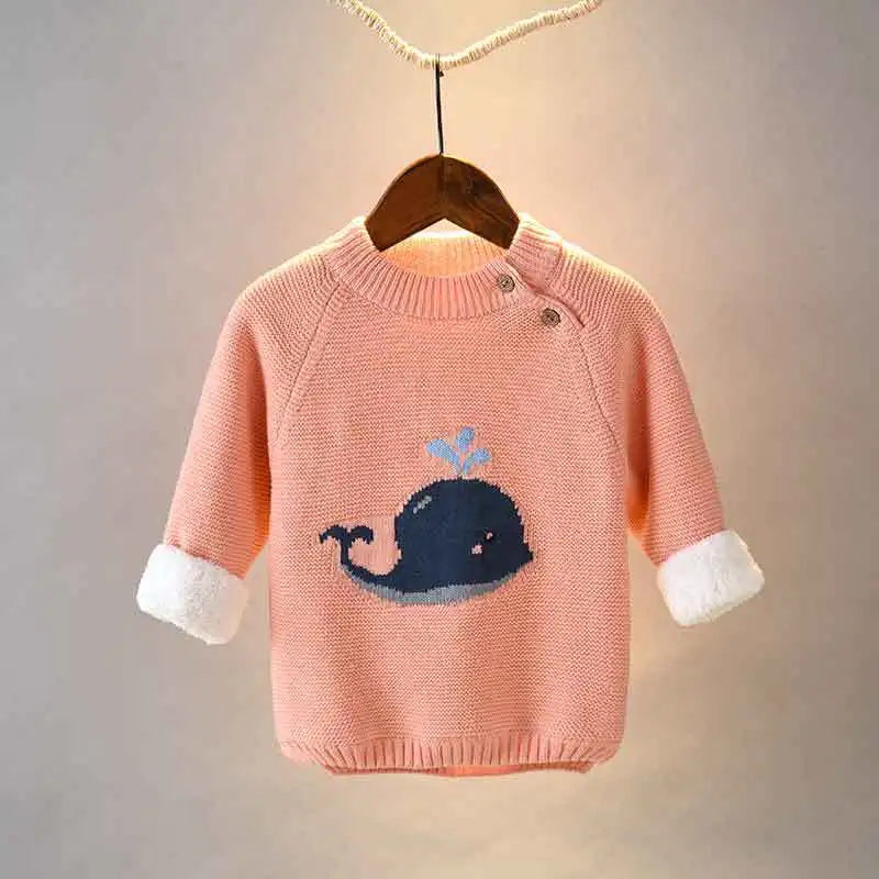 Autumn Winter Kids Baby Boys Girls Sweaters Cartoon Wool Pullover Toddler Childrens Warm Sweater Coat Cardigan Thicken Outerwear