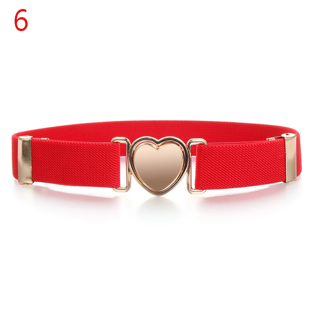 Adjustable Kids Elastic Belts Heart Belt Girl Dresses Stretch Waist Belt Multicolor Uniform Belt Clothing Decoration Accessorie