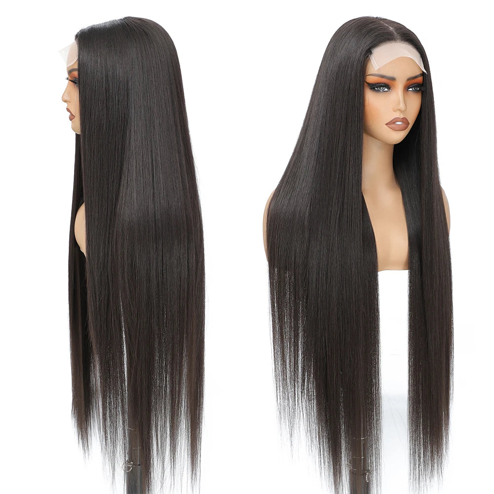 For Black Lace Front Wig for Women 4x4 Transparent Lace 180% Density Natural Hairline-Cosplay & Daily Use Synthetic Wig