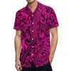 New High Quality Design Custom Hawaii Polynesian Tribal Summer Breathable Quick Dry Short Sleeve Shirt Aloha Men Loose Shirts