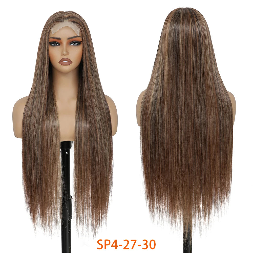 For Black Lace Front Wig for Women 4x4 Transparent Lace 180% Density Natural Hairline-Cosplay & Daily Use Synthetic Wig
