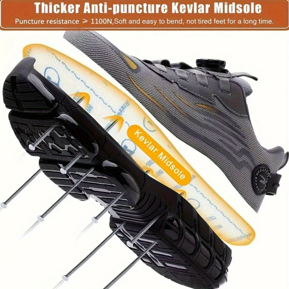 Men's teens Safety Shoes Are Suitable for Construction Work Leisure Sports Shoes Anti Puncture and Anti Smashing Steel Toe Shoes