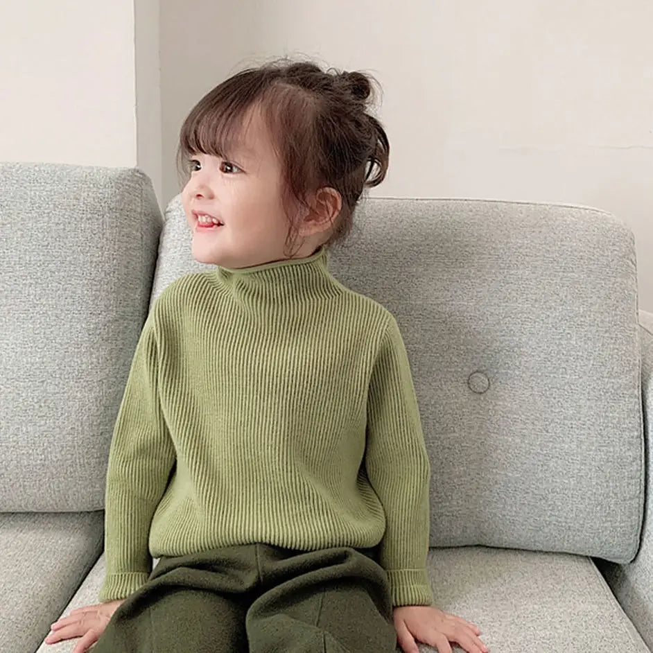 1 to 7 Years Baby Girls Knitted Sweater 2020 Spring Winter Autumn Wear Long Sleeve Warm Solid 6 Colors Kids Toddler Sweater Top