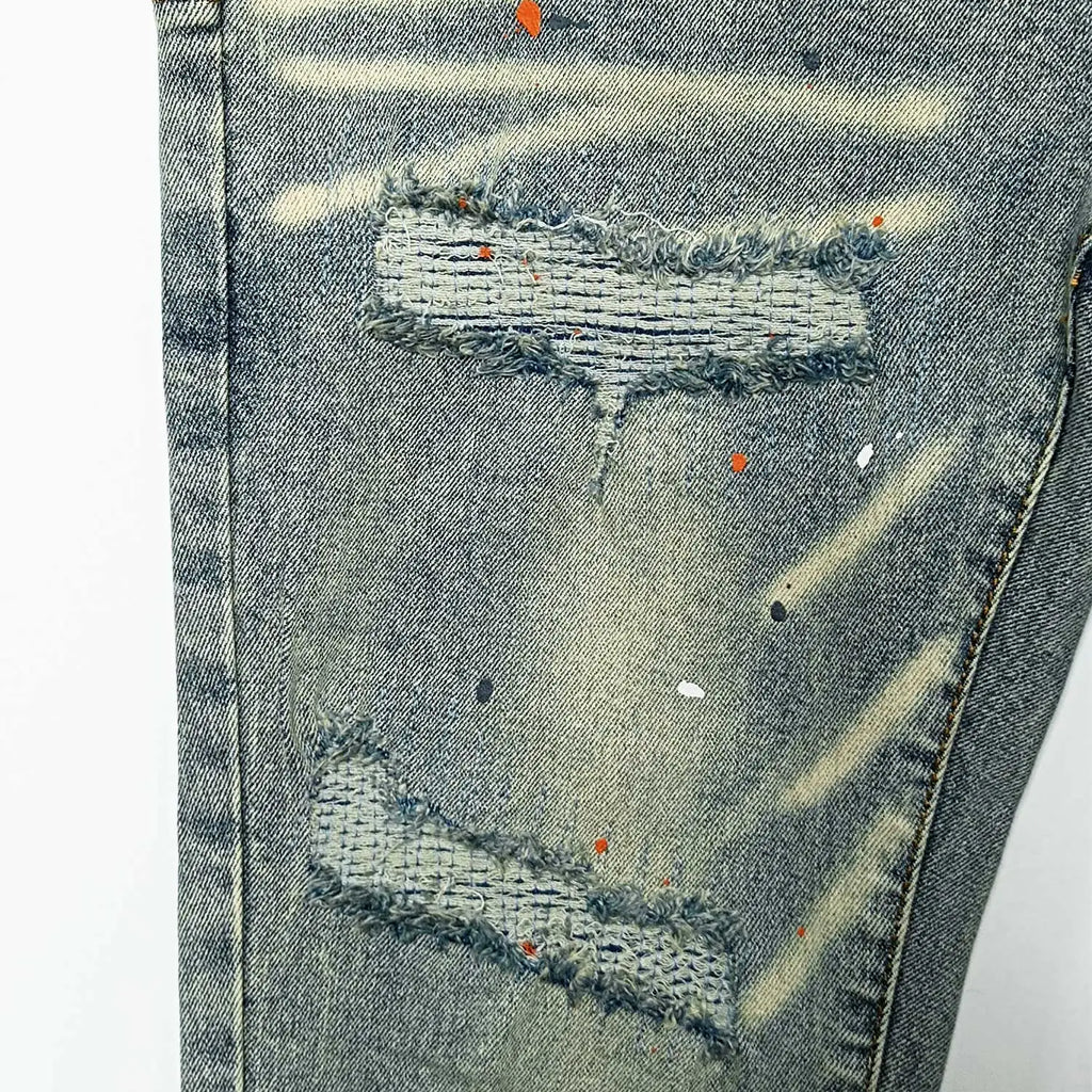 Wholesale Streetwear Jeans Pleated Tapered Trousers Men Elastic Damaged Beggi Pants Slim Fit Jeans