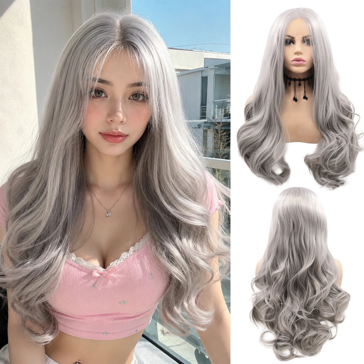 Premium Pre Plucked Synthetic High Temperature Fiber Loose Curl 24inch 13*3 Lace Frontal Wig for Daily Wear