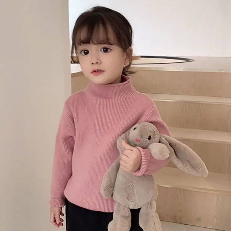 1 to 7 Years Baby Girls Knitted Sweater 2020 Spring Winter Autumn Wear Long Sleeve Warm Solid 6 Colors Kids Toddler Sweater Top