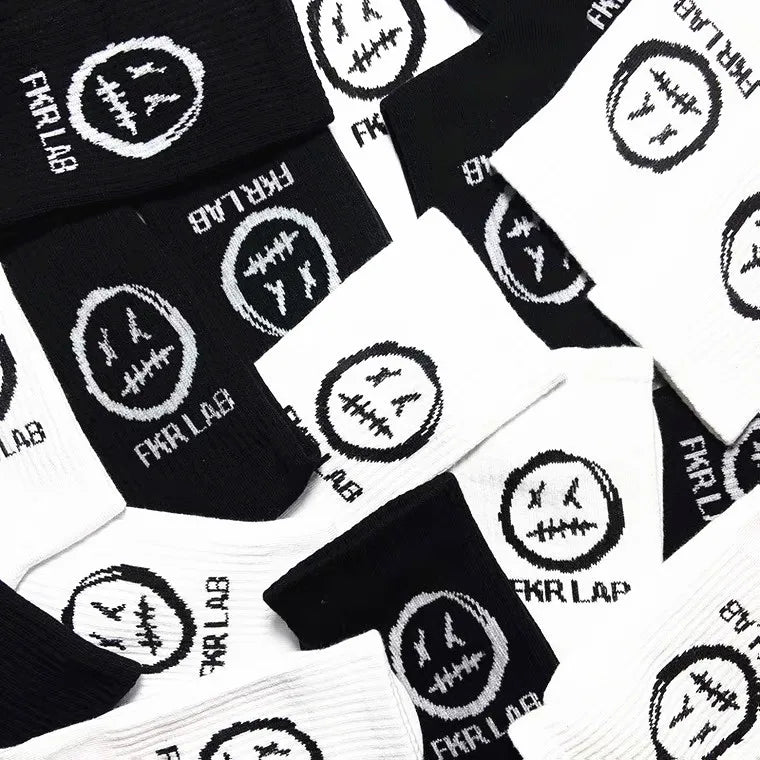 Anime Socks Men Women Couples Grimace Tall Hip hop Wild Happy Funny Street Fashion Cartoon Korean College Style Basketball Socks