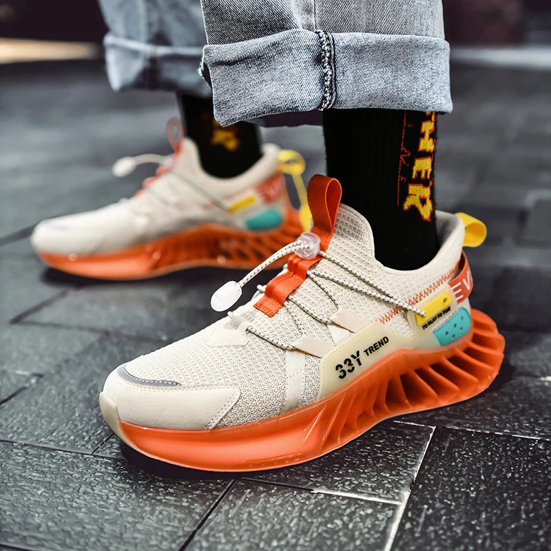 Mesh Fashion Sports Athletic Sneakers Slip on Mesh Fashion Sneakers Sports Shoes Trendy Blade Running Shoes for Men