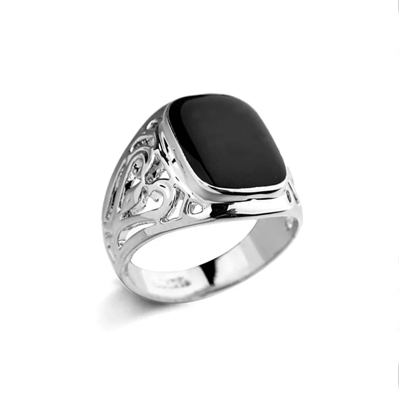 Fashion Jewelry Vintage Crystal Rings For Men Rose Gold / Silver Color Hollow Party Rings Dropshipping Wholesale Gift