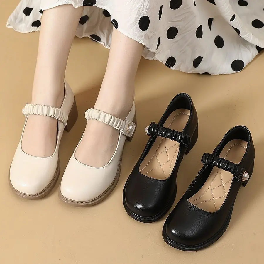 Women's Shoes 2025 Summer Casual Soft Mary Janes Shoes Women Elegant Low Heels Fashion Women Heels Shoes
