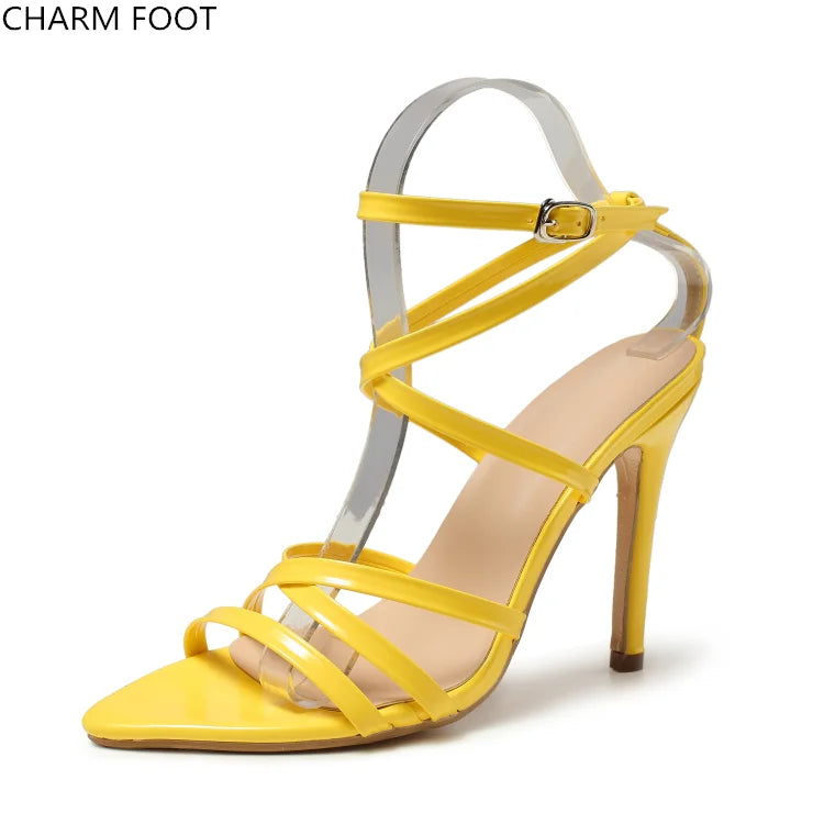 2020 Stylish Summer Yellow Party Open Toe High Heels Sandals