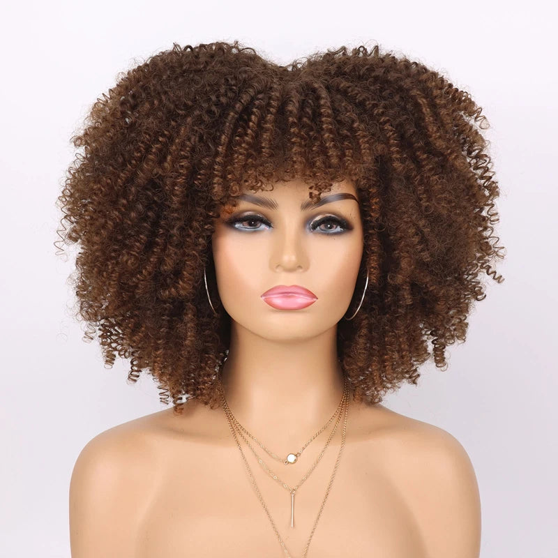 Cheap Price French Kinky Curl Curly Wig Neutral Short African for Cosplay Synthetic High Temperature Fiber Black Women's Wig