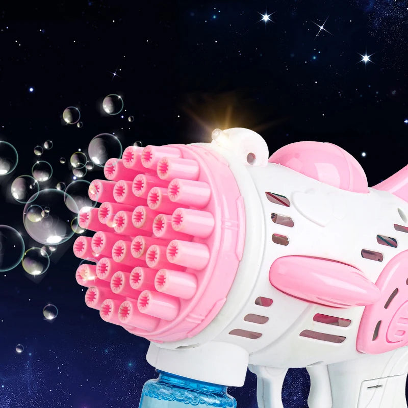 Professional Manufacturer Outdoor Toys Game Fun Angel Light Bubble Gun Blowing Bubble Machine 30 Holes Rocket Bubble Gun
