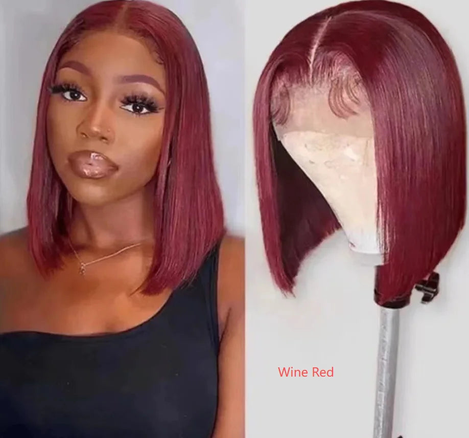 Natural Black Wig Short Bob Hair Synthetic Lace Front Wigs Heat Resistant Fiber Hair Glueless Soft Lace Replacement Wig Gifts