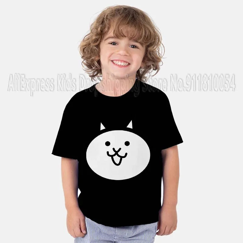 Kids The Battle Cats T Shirts Boys Girls Cartoon Game 3D Print Tshirts Summer Toddler Children Short Sleeve T-shirts Camiseta