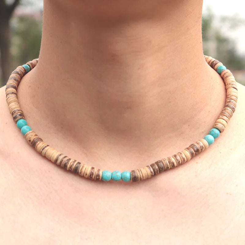 Men Necklace 100% Natural Wooden Collar Homme 18Inch Choker Colliers Hombre Yoga Meditation Jewelry Male Accessories Vintage