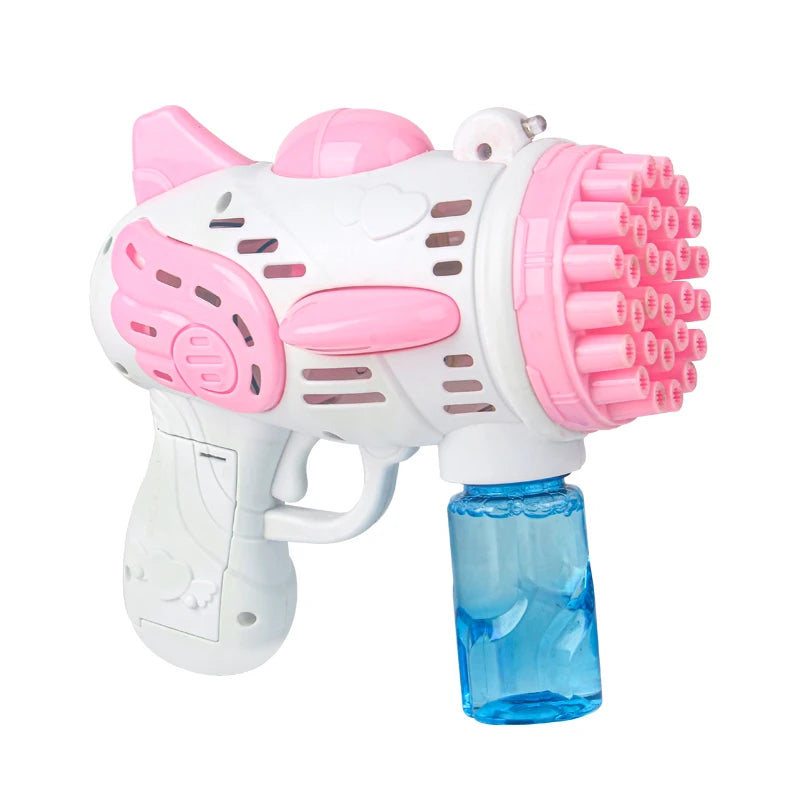 Professional Manufacturer Outdoor Toys Game Fun Angel Light Bubble Gun Blowing Bubble Machine 30 Holes Rocket Bubble Gun