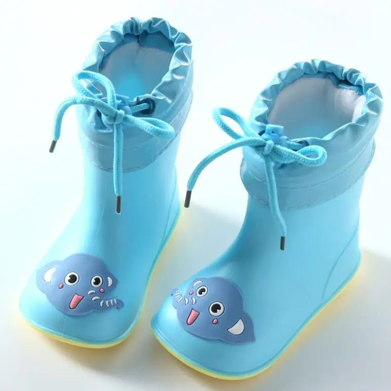 Classic Kids Rain Boots Rubber Boots For Children PVC Kids Baby Cartoon Shoes Water Shoes Waterproof Rain Boot Non-slip Warm