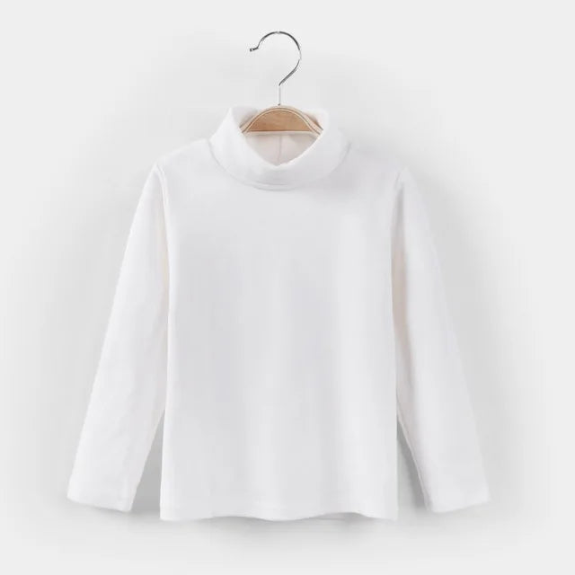 2024 Autumn Winter Girls Sweaters Cotton High Collar Boys Knitted Pullover Candy Color Kids Sweater Children's Clothing3-14Y